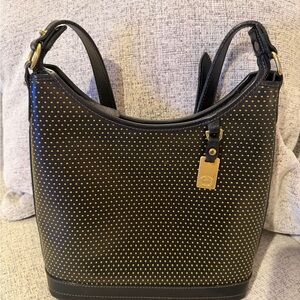 Dooney and Bourke Black Caberolet Vintage Polka Dot Hobo. 131/2x10 EUC